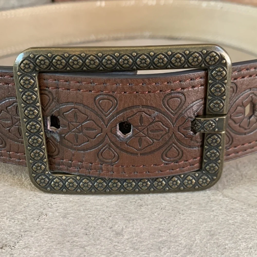 Etched faux leather belt 37 inches